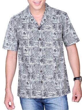 Paddle Block Men's Aloha Shirt, Medium, Men